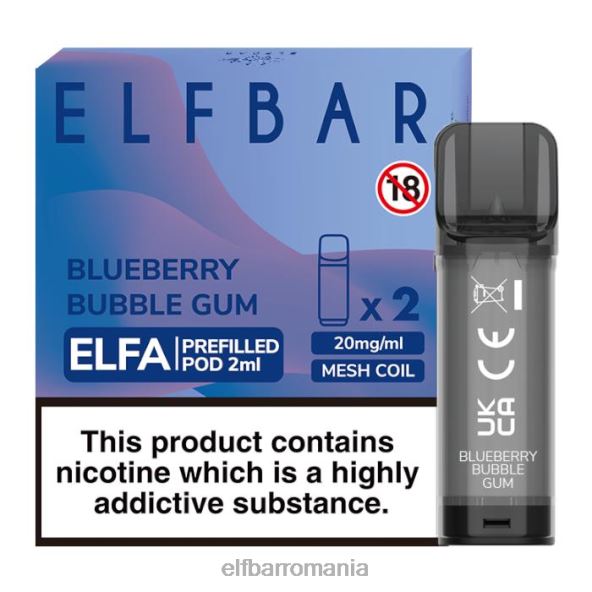 elfbar elfa pastă preumplută - 2ml - 20mg (pachet de 2) gumă de mestecat cu afine DF24S126