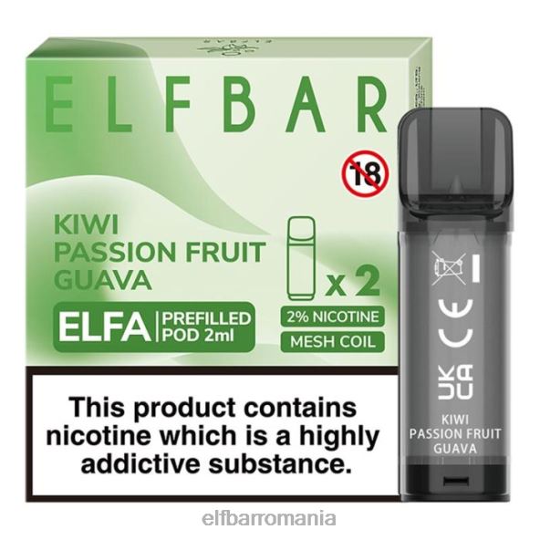 elfbar elfa pastă preumplută - 2ml - 20mg (pachet de 2) kiwi guava fructul pasiunii DF24S117