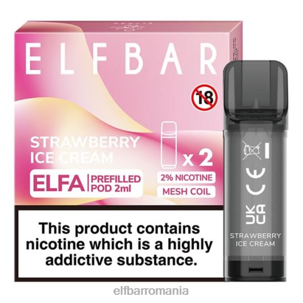 elfbar elfa pastă preumplută - 2ml - 20mg (pachet de 2) înghețată de căpșuni DF24S115