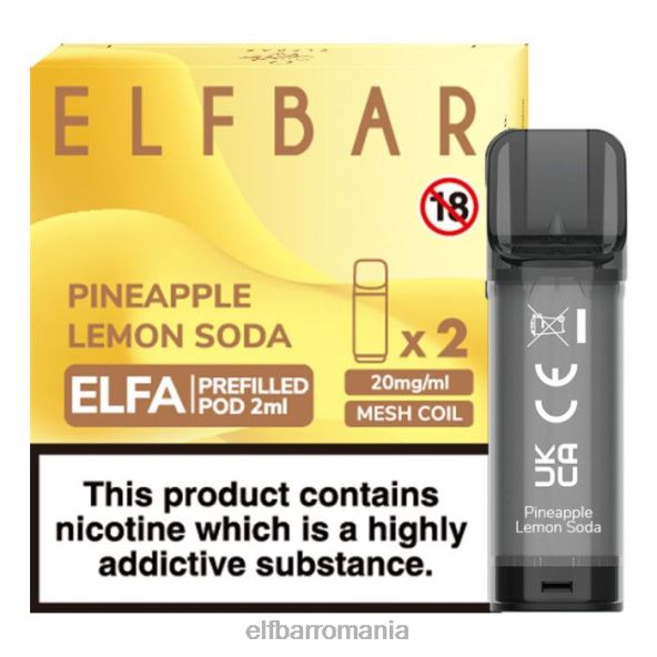 elfbar elfa pastă preumplută - 2ml - 20mg (pachet de 2) sifon de lamaie ananas DF24S134