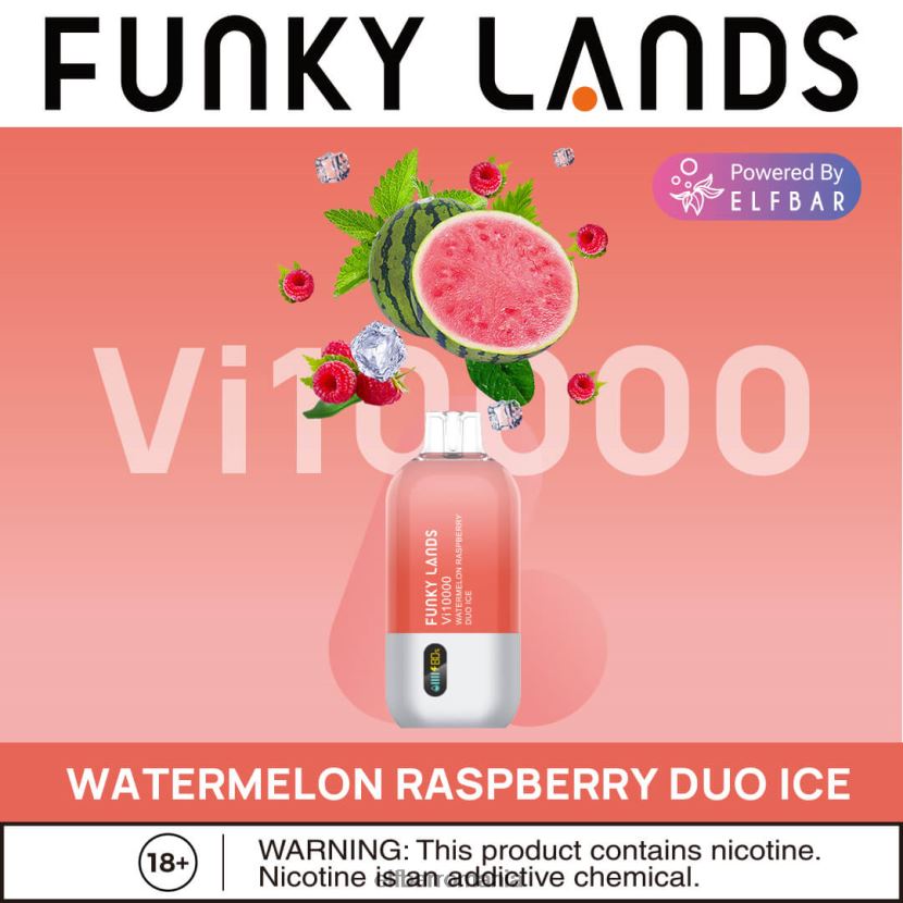 ELFBAR funky lands cea mai bună aromă vape de unică folosință serie vi10000 iced pepene verde zmeură duo gheață R06FNN152