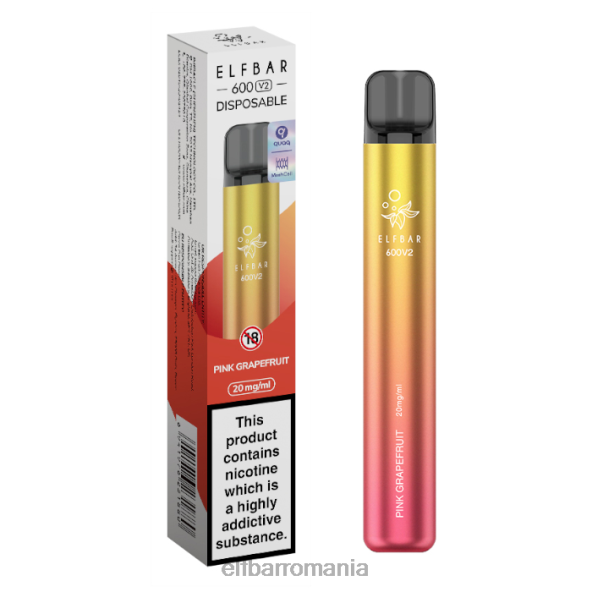 elfbar 600v2 vape de unică folosință - 20mg grapefruit roz DF24S19