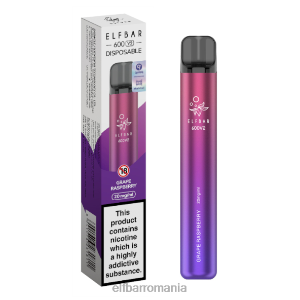 elfbar 600v2 vape de unică folosință - 20mg zmeura de struguri DF24S24